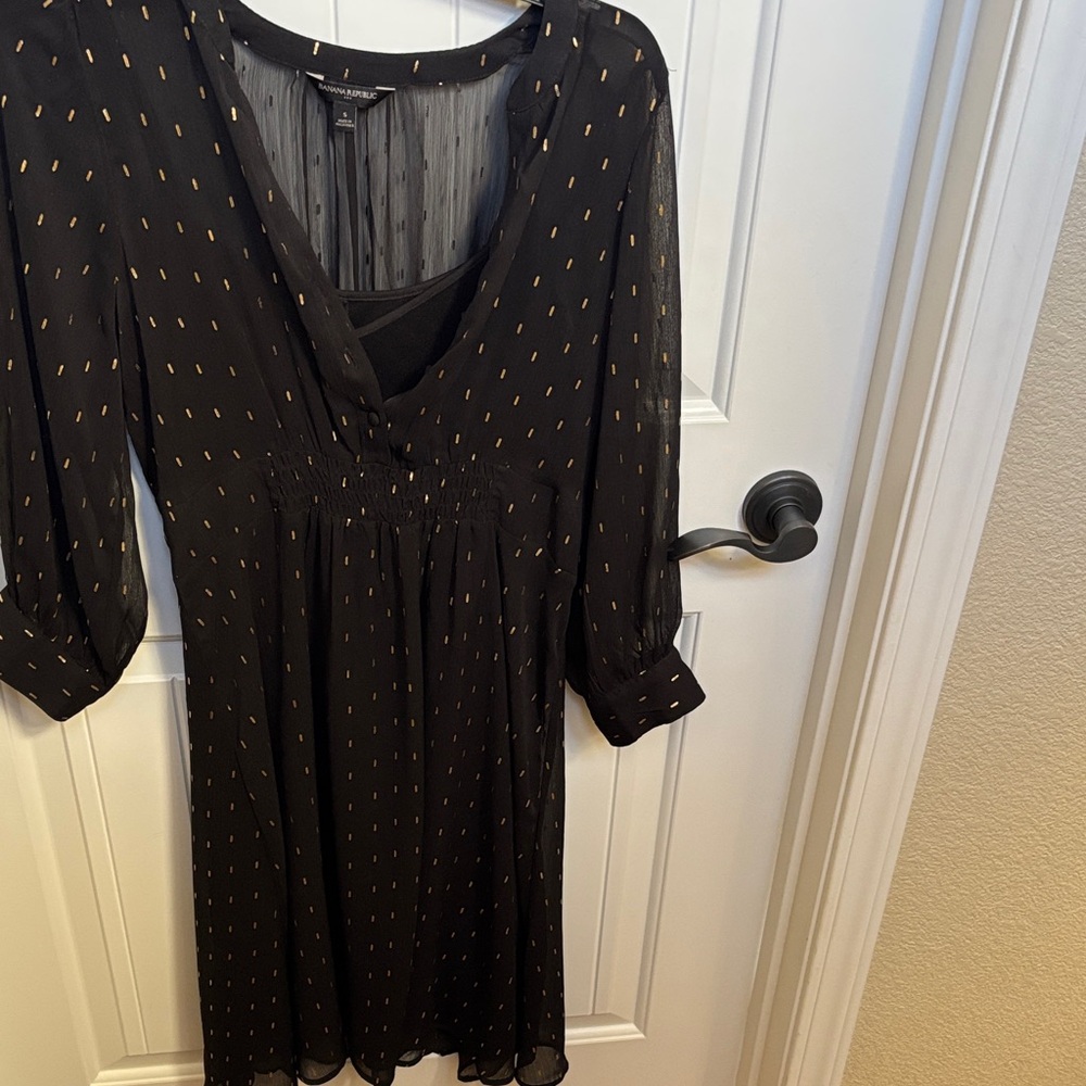 Banana Republic Black Dress with Gold Details